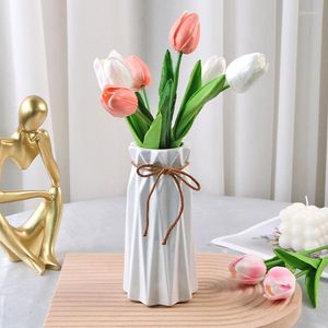 Fleurs décoratives 1pcTulip Artificielle Faux Bouquet De Fleurs Pour La Décoration De Table De Noce Décoration De Jardin À La Maison Flores Artificiales