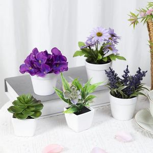 Fleurs décoratives 1 ensemble (5 pièces), décoration de fête de pendaison de crémaillère de printemps, Simulation de Pot de plante, combinaison Mini réaliste