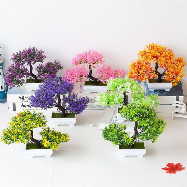 Fleurs décoratives 1 Set Artificielle Bonsaï En Plastique Petit Arbre Pot Faux Plante En Pot De Bureau Ornements Pour La Maison Bureau Table Jardin Décor