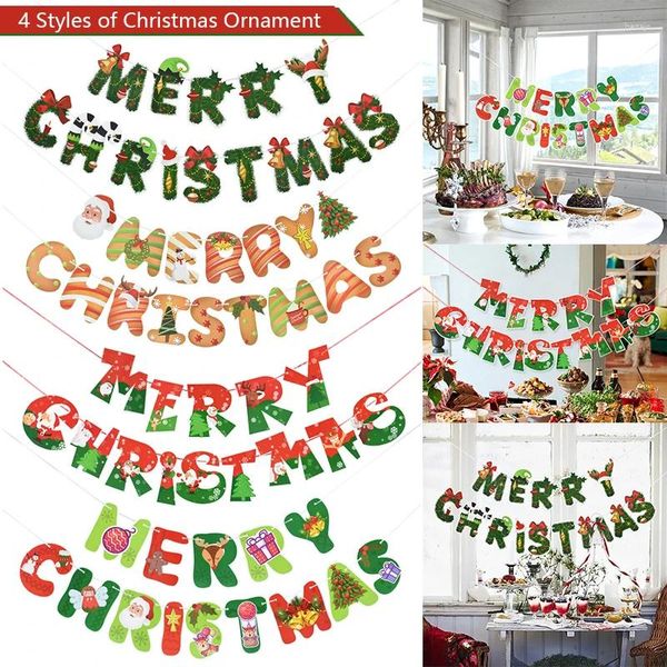 Fleurs décoratives 1set joyeux Noël bannière du Père Noël Claus Snowman Elk Garland Arbre Ornements DIY DÉCORATION DE LA MAISON DES PROBLÈMES ANNÉE 2024