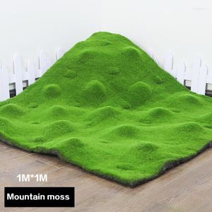 Flores decorativas 1x1M Aartificial Moss Planta Simulación Paisaje Bonsai Decoración del Medio Ambiente Césped Artificial Flocado Verde La