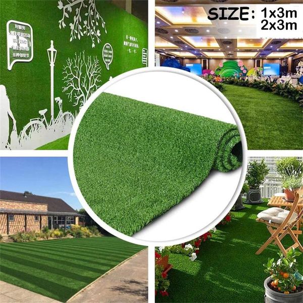 Fleurs décoratives 1x3m artificiel pelouse de pelouse fausse plantes de gazon jardin tapis extérieur paysage naturel aménagement paysager vert