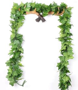 Fleurs décoratives 2.1M soie verte artificielle suspendue guirlande de noël plantes feuilles de vigne bricolage mariage jardin maison fête salle de bain décor