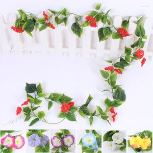 Fleurs décoratives 2,3 m 18 têtes Imitation Morning Glory Vine Decoration False Flower Winding Pipe Flows Wholesale