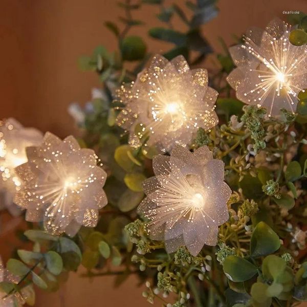 Flores decorativas de fibra de fibra LED LED LIGHT Battery Decoración de Navidad Decoración de la boda del año Decoración de la boda del año