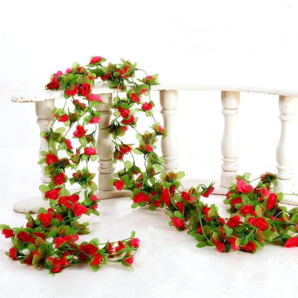 Fleurs décoratives 2.3M Rose Fleur Artificielle Pour Mariage Guirlande Blanc Maison Chambre Décoration Printemps Automne Jardin Arche Décor DIY Faux Vigne