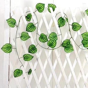 Flores decorativas 2,45 M de largo hojas de hiedra artificiales guirnalda plantas vid decoración del hogar decoración para fiesta de boda al por mayor