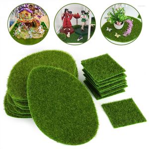 Flores decorativas 2/4 Uds simulación de pastizales artificiales musgo césped alfombra de hierba verde jardín al aire libre DIY Micro paisaje hogar