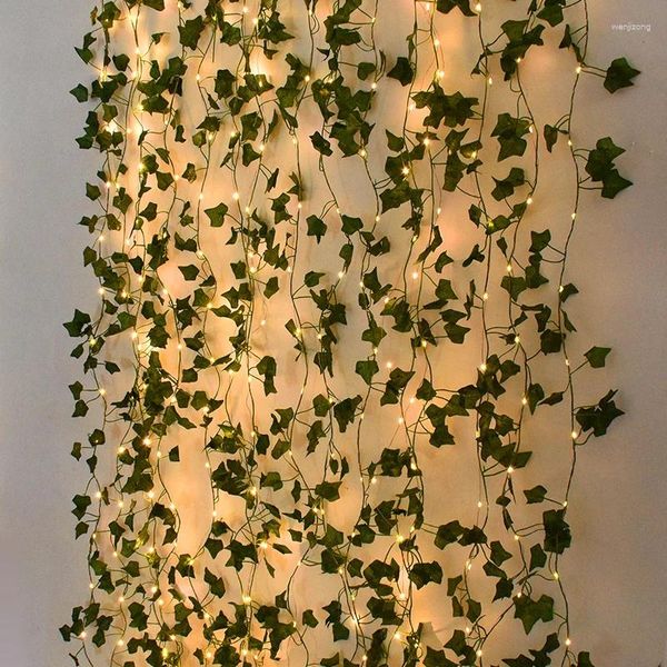 Fleurs décoratives 2/5 / 10m fausses vignes à la verdure avec lumières Ivy feuilles LED String Garland pour la chambre de mariage à la chambre décor de la maison