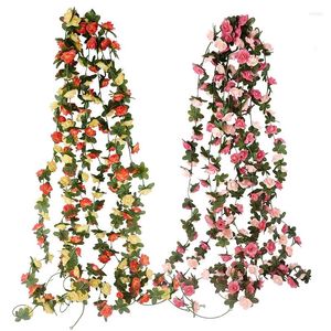 Fleurs décoratives 2.5m artificielle Rose lierre vigne décoration de mariage vraie touche soie fleur chaîne maison suspendus guirlande fête décor