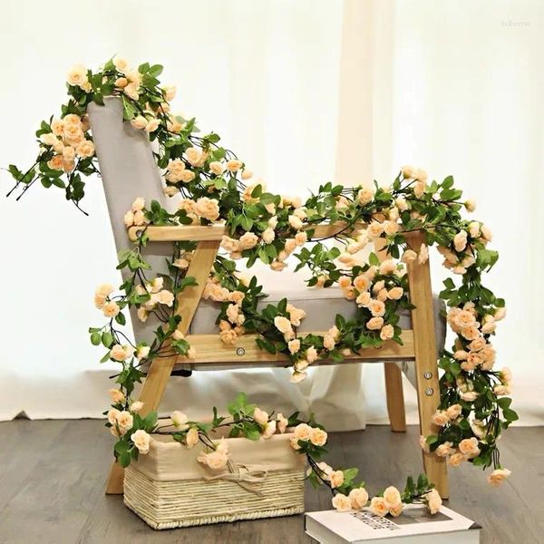 Fleurs décoratives 2.5M LED couronne de roses plante artificielle vignes saint valentin noël décoration de mariage intérieur atmosphère romantique