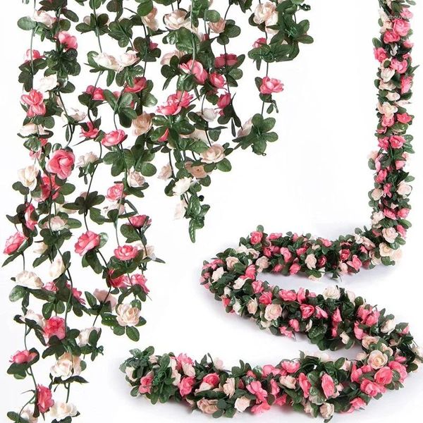 Fleurs décoratives 2,5 m de pivoine Mur de vigne de fleur artificielle suspendue 45heads Blanc Pink Fake Plantes For DIY MEDAY PARTY Decoration Home