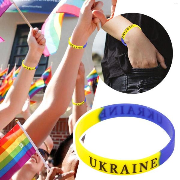 Fleurs décoratives 2/5 pièces drapeau Ukraine jaune Bracelet Silicone Bracelet patriotique cadeau Fan Souvenirs unisexe couronnes sport