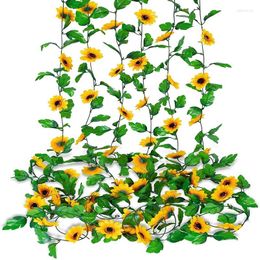 Decoratieve bloemen 2,6 m kunstmatige zonnebloem bloem rattan lente en zomer binnensoor buiten keuken woonkamer muurdecoratie babydouche