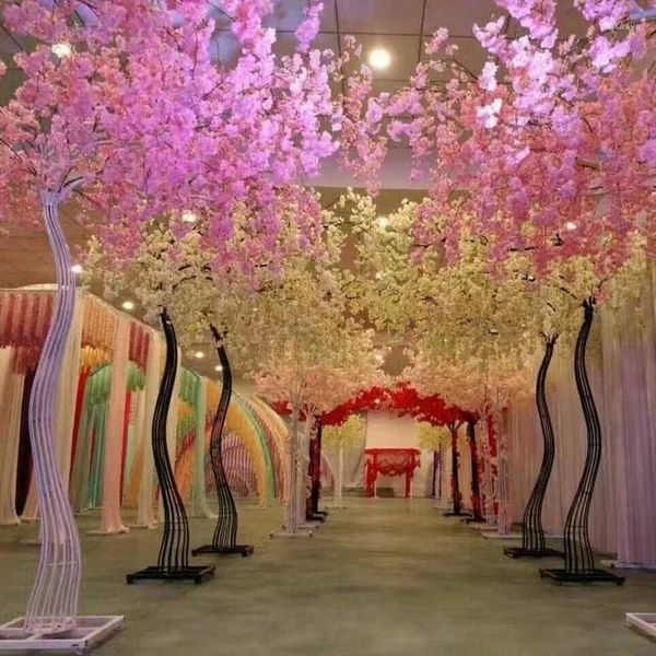 Flores decorativas de 2.6m altura Seda de seda Artificial Cherry Blossom Tree Road Simulación Flor con marco de arco de hierro para decoración de eventos de boda