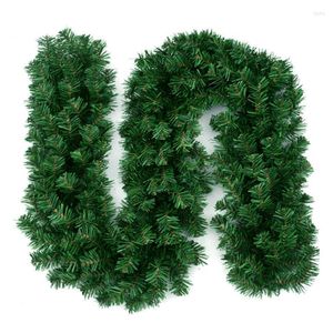Fleurs décoratives 2.7m vert vigne de noël couronne artificielle bricolage guirlande aiguille de pin couronnes en plastique