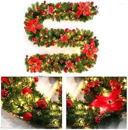 Fleurs décoratives 2,7 m rotin avec couronne de guirlande de fleurs LED pour portes suspendues ornements de Noël arbre de Noël artificiel 2024 décoration