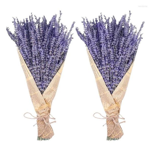 Flores decorativas 2 paquetes de lavanda seca natural para arreglos florales de decoración de deshierbe del hogar