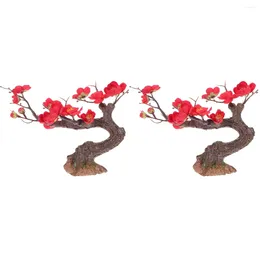 Fleurs décoratives 2 comptes Plantes micro-paysages de style japonais Faux Sushi Restaurant Table Decor Resin Tree Figurine