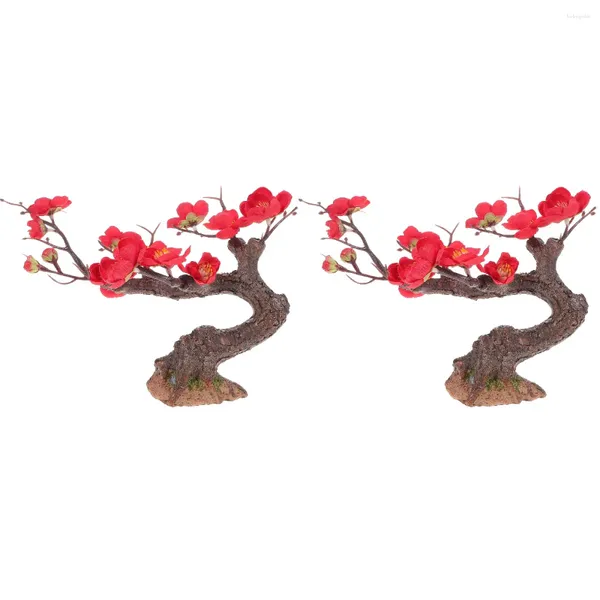 Fleurs décoratives 2 comptes Plantes micro-paysages de style japonais Faux Sushi Restaurant Table Decor Resin Tree Figurine