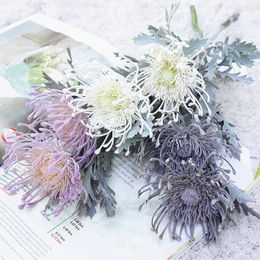 Fleurs décoratives 2 Fourchette Marguerite Artificielle Branche Courte Crabe Griffe Pincushion Real Touch Fleur De Mariage Guirlande Vase Décoration Faux