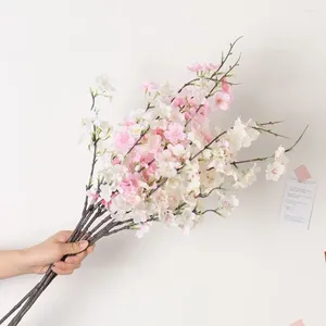 Decoratieve bloemen 2 vorken kunstmatige kersen bloesem tak zijden real touch nep bloem handgemaakt doe -het -zelf Valentijnsdag cadeau