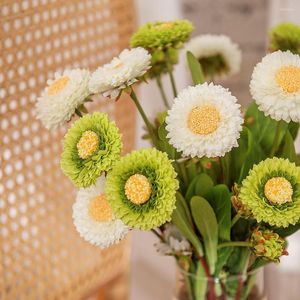 Fleurs décoratives 2 tête boule de chrysanthème artificielle fausse fleur en soie bricolage maison jardin fête de mariage boutique photographie accessoires décoration Bouque