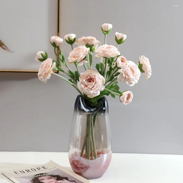 Fleurs décoratives 2 têtes camélia Ins, décoration Simple pour la maison et le salon, faux bonsaï, Bouquet artificiel, Roses de thé