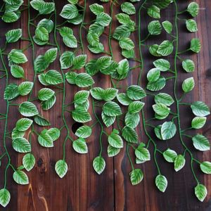Fleurs décoratives 2 mètres de petite vigne à feuilles persistantes à feuilles persistantes de pomme verte tampon et feuilles de crabapple de décoration de feuille simulées tuyaux muraux