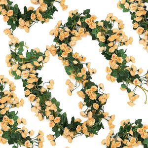 Fleurs décoratives 2 paquets 69 têtes guirlandes de vigne roses artificielles plantes de lierre artisanales de jardin suspendues florales pour l'arrangement d'arche de mariage