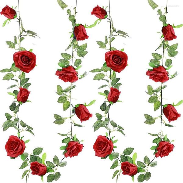 Fleurs décoratives 2 Pack Guirlande Florale Artificielle Faux Rose Vigne Suspendue Pour Centre De Table De Mariage Arrangement Salle Baby Shower