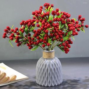 Fleurs décoratives 2 pcs Berries artificielles réalistes pleine vitalité sans arrosage de baies de baies durables