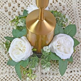 Fleurs décoratives 2 PCS Candlers artificiels Garland Ring Votive Round Decoration Wedding Baby Shower Table Centres de table