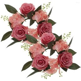 Decoratieve bloemen 2 stuks kunstmatige kandelaar slinger kransen roos lente zomer voordeur huisbenodigdheden lente/zomer feestdecor