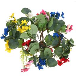 Guirlande de fleurs décoratives, 2 pièces, Mini couronne artificielle, anneaux, couronnes de feuilles vertes pour décoration de tissu