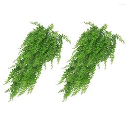 Fleurs décoratives 2 pièces plantes vertes artificielles fausse verdure suspendue feuilles de guirlande extérieure