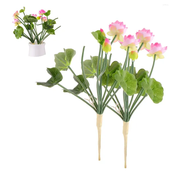 Flores decorativas 2 PCS Artificial Lotus Decor Plants Flower Arrangement Crystal