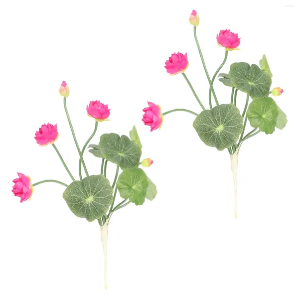 Fleurs décoratives 2 pièces fleur de Lotus artificielle ornement accessoire Imitation fausse décoration d'été ornement de Bouquet