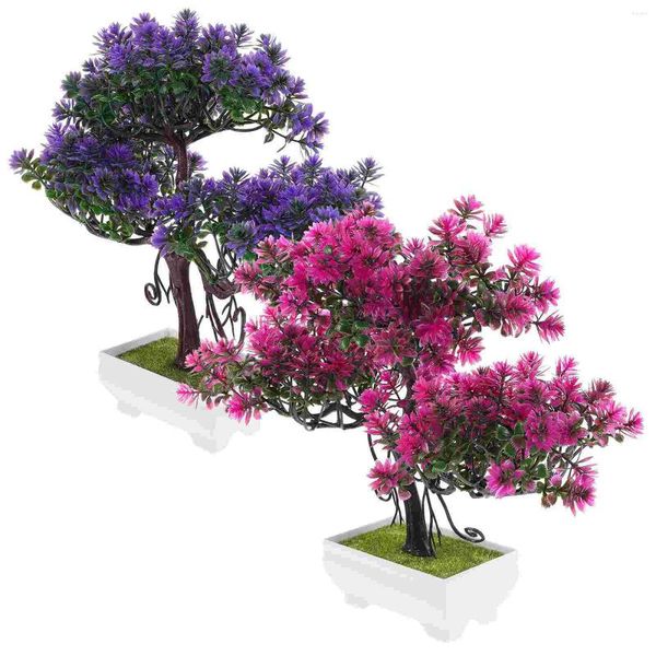 Fleurs décoratives 2 pièces bonsaï Simulation bienvenue pin bureau plante d'intérieur invité-salutation plastique réaliste