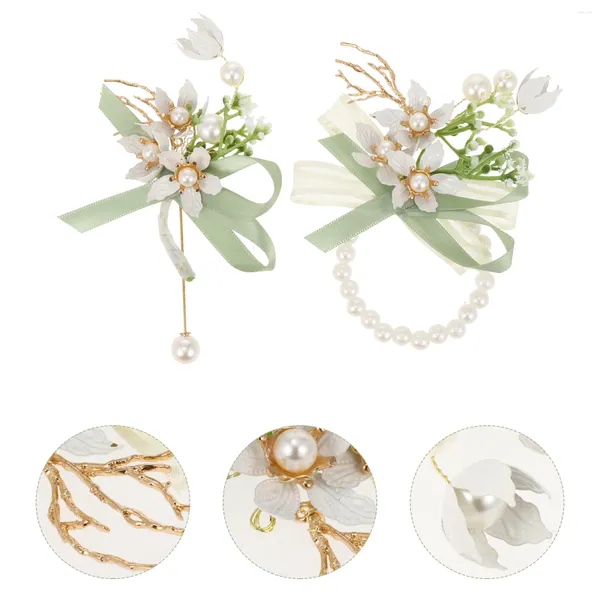 Fleurs décoratives 2 PCS accessoires de mariée Prom Suit Fleur Fleur Manuel Cornight Romantic Corsage Dmaide