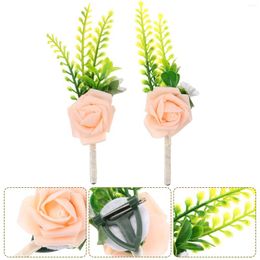 Fleurs décoratives 2 pièces accessoires de mariée marié homme Corsage Banquet Simulation Corsages floraux