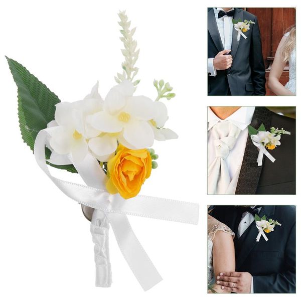 Fleurs décoratives 2 PCS Robe de mariée Boutonniere Mens Accessoires de mariage Corsage du marié Décor botanique