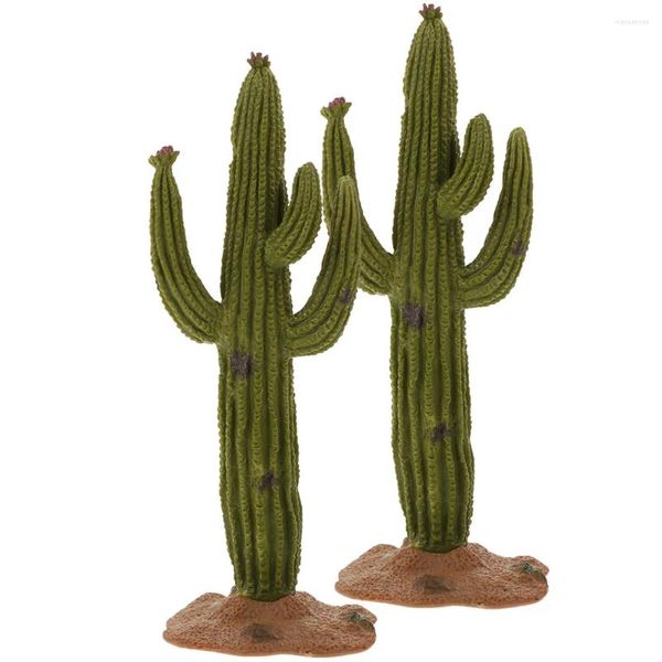 Fleurs décoratives 2 pcs cactus modèle décor de voiture plantes artificielles décorations artisanales jardin miniature ornement pvc miniatures