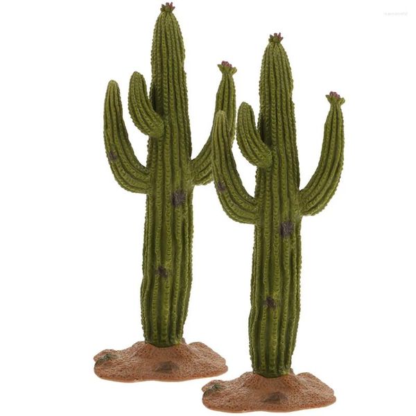 Fleurs décoratives 2 pièces modèle de Cactus Mini Figurines ornement plante Miniature Statue décor de bureau fausse plante ornement Miniatures artisanat