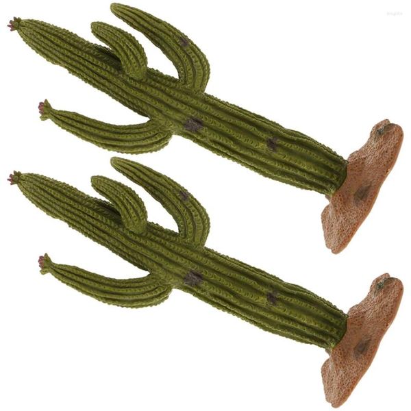 Flores decorativas 2 pcs cactus modelo mini decoraciones figuras de automóviles de oficina