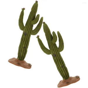 Fleurs décoratives 2 pièces, modèle de Cactus, décoration de bureau, artisanat pour Mini maison, petites Figurines en Pvc, ornement Miniature de jardin