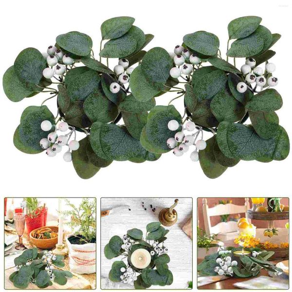 Fleurs décoratives 2 pcs chandelier Garland Eucalyptus Couronnes de couronnes artificielles Boho Berry Silk Flower Wedding Table Centorpiece décor