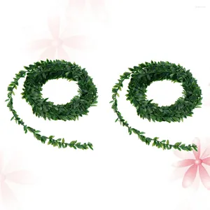 Guirlande de fleurs décoratives, 2 pièces, fausse décoration de mariage en rotin, feuilles vertes, vigne artificielle