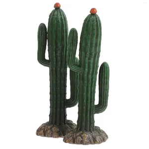 Flores decorativas 2 uds decoración microadorno para paisajismo coche Cactus miniatura decoraciones de Pvc adorno artesanía de oficina