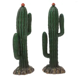 Flores decorativas 2 PCS Decorar figuras de cactus Cactus Garden en miniatura Estatua de adornos PVC Decoraciones de la oficina Estatuas de Oficina